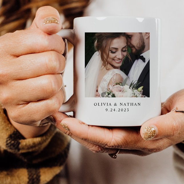 Caneca De Café Duas Fotografias | Aniversário de Casamento Person (Criador carregado)
