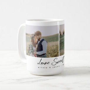 Caneca De Café Duas Fotos Caligrafia Amor Doce Amor Recém-Casados