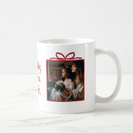 Caneca De Café Duas Fotos Quadro de Presente Vermelho e Arco