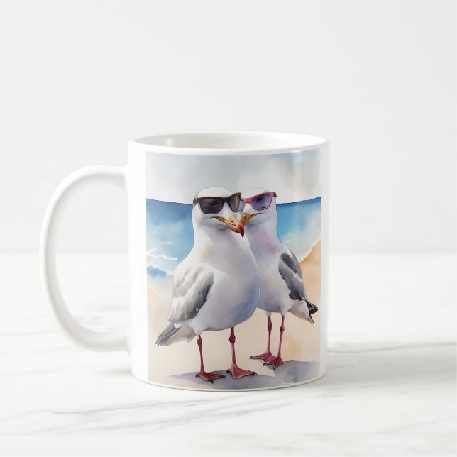 Caneca De Café Duas Gaivotas Cegas Enamoradas (Esquerda)