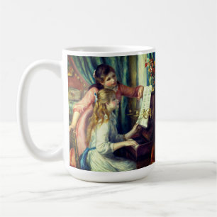 Caneca De Café Duas Jovens Meninas no Piano por Renoir: