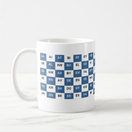Caneca De Café Duas letras de palavra mug Blue e white