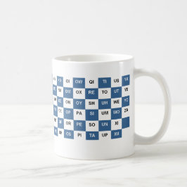 Caneca De Café Duas letras de palavra mug Blue e white
