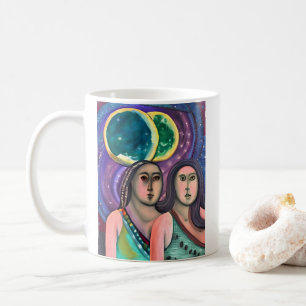 Caneca De Café Duas Meninas Sob As Luas