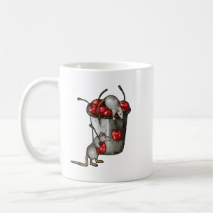 Caneca De Café Duas MICE Roubando Cerejas, Balde de Cerejas Arte