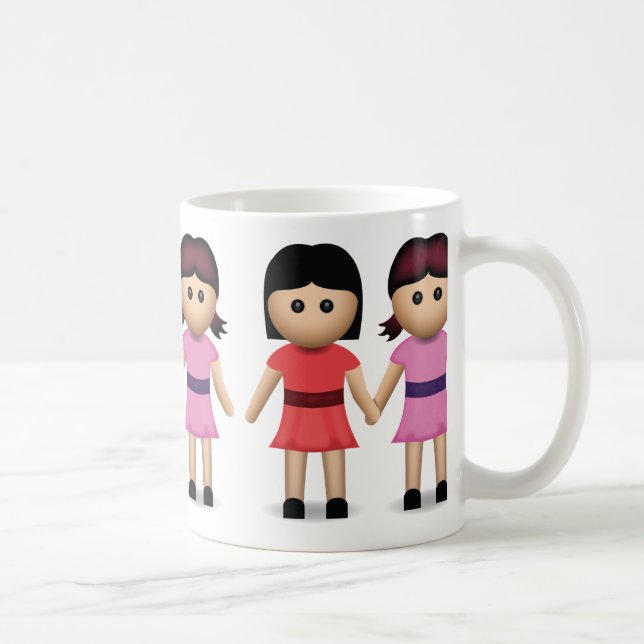 Caneca De Café Duas mulheres que guardaram as mãos Emoji (Direita)