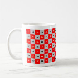 Caneca De Café Duas palavras-letra, vermelho e Cinza, intrl. vers