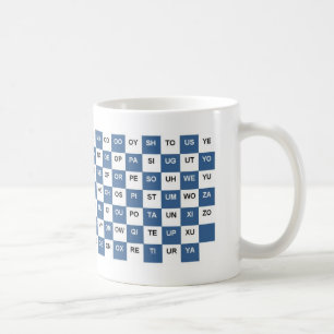 Caneca De Café Duas Palavras-Letras Azul e Branco Intrl. versão