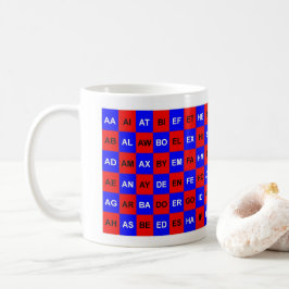 Caneca De Café Duas palavras - Letras Vermelho Azul Americano Ing