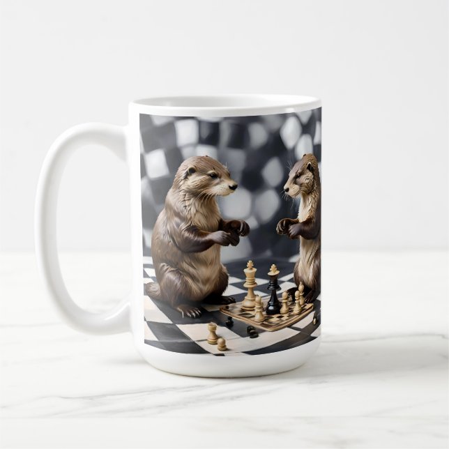 Caneca De Café Duas Tartes Jogando Xadrez, (Esquerda)