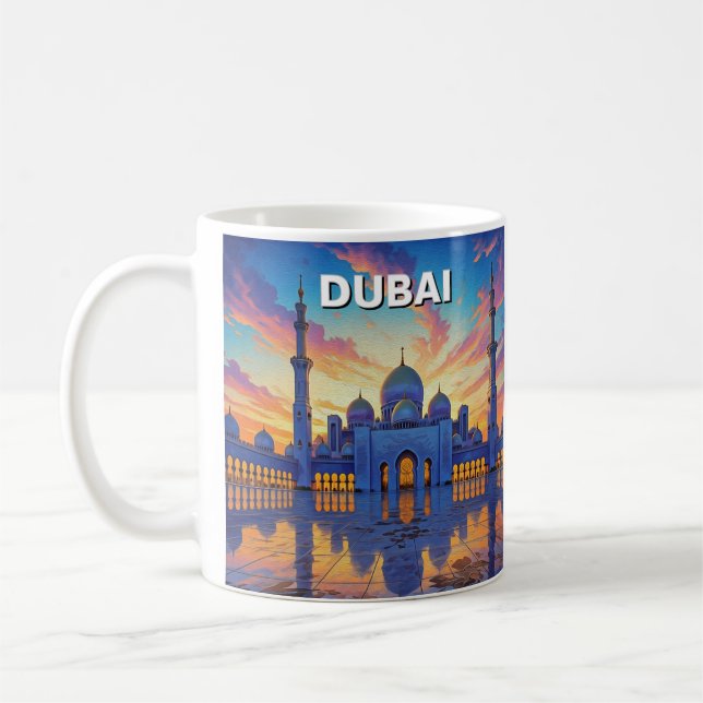 Caneca De Café Dubai Grand Mesquita UAE Sunset (Esquerda)