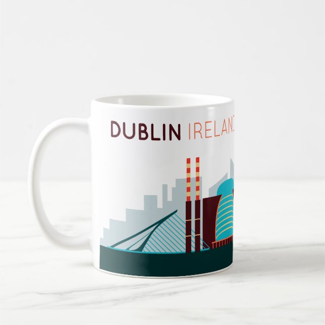 Caneca De Café Dublin Ireland Skyline Coffee Mug (Esquerda)