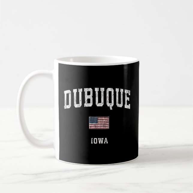 Caneca De Café Dubuque Iowa Ia American Flag Sports (Esquerda)