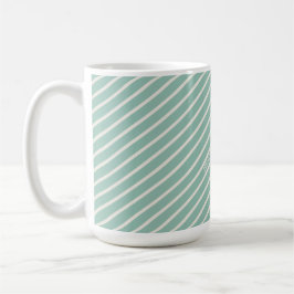 Caneca De Café Duck Egg Blue Striped Named Watercolor Daisy