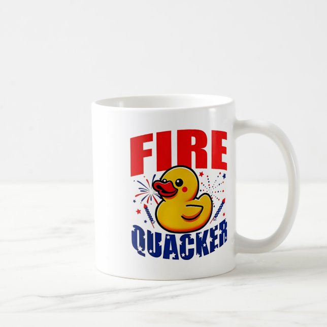 Caneca De Café Duck Firequacker Patriótico Independência Engraçad (Direita)