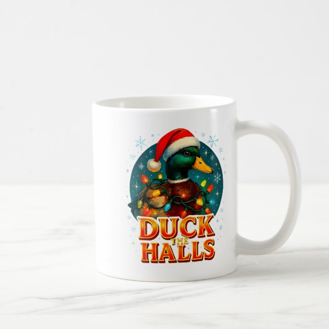Caneca De Café Duck The Halls Funny Christmas Lights Hunting Seas (Direita)