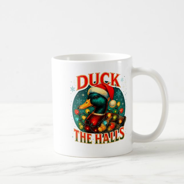 Caneca De Café Duck The Halls Funny Christmas Lights Hunting Seas (Direita)