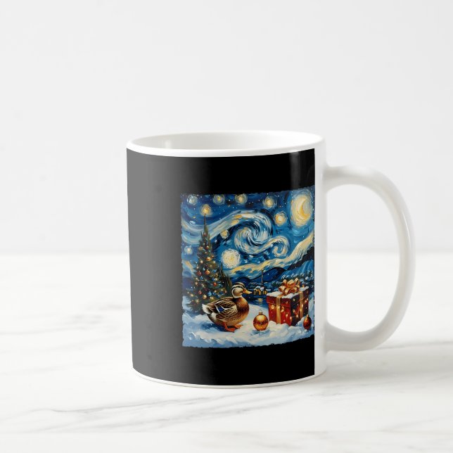 Caneca De Café Duck Van Gogh Style Starnight Night Winter (Direita)