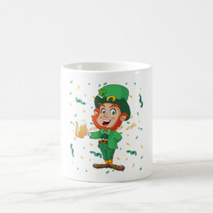 Caneca De Café Duende Bebendo Cerveja Dia de São Patrício