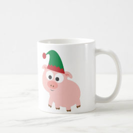 Caneca De Café Duende bonito do Natal do porco