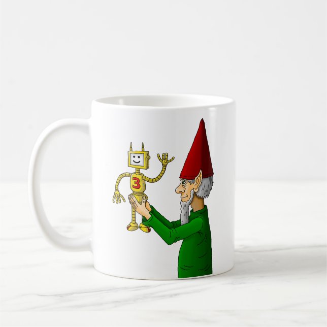 Caneca De Café Duende de Natal e Robô (Esquerda)