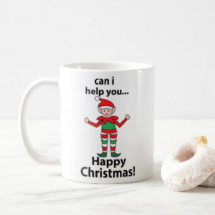 Caneca De Café Duende de Natal Posso Ajudá-lo Feliz Duende de Nat