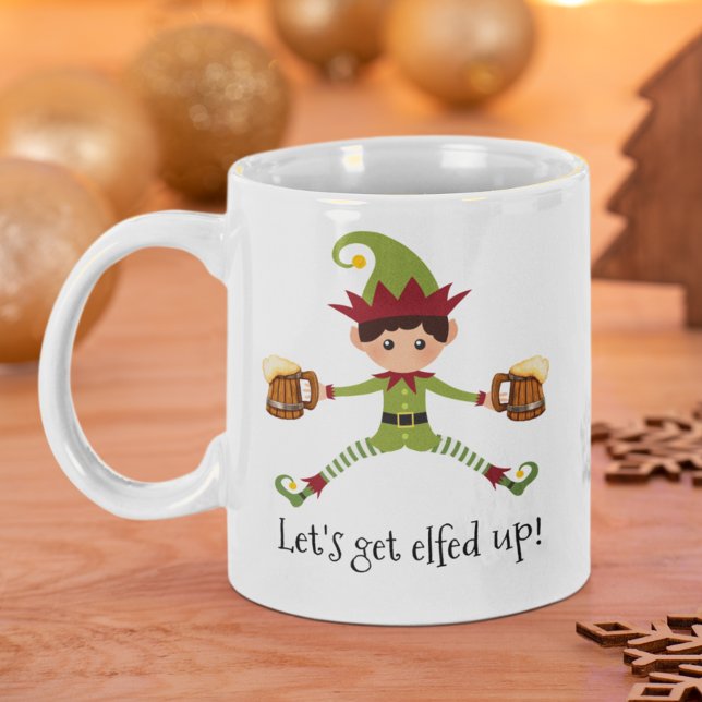 Caneca De Café Duende Divertido Natal Vamos Ficar Endoidecidos (Criador carregado)