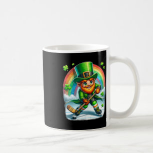Caneca De Café Duende Jogando Hóquei no Gelo Dia de São Patrício