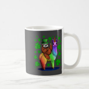 Caneca De Café Duende Preguiça Montando Lhama Unicórnio St Patric