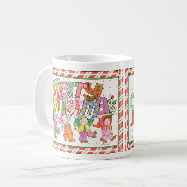 Caneca De Café Duendes do Feliz Natal (Frente Esquerda)