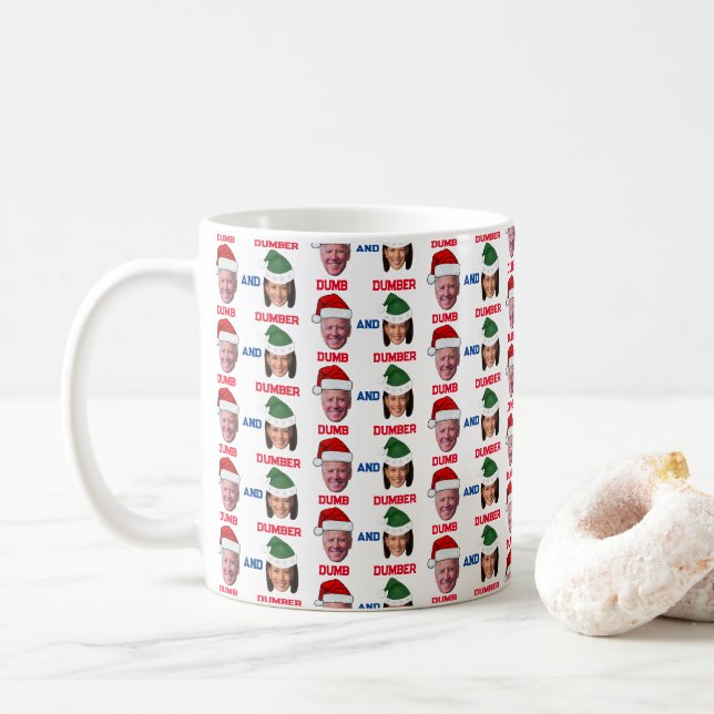 Caneca De Café Dumb, Dumber Haris e Biden votam em Trump (Com Donut)