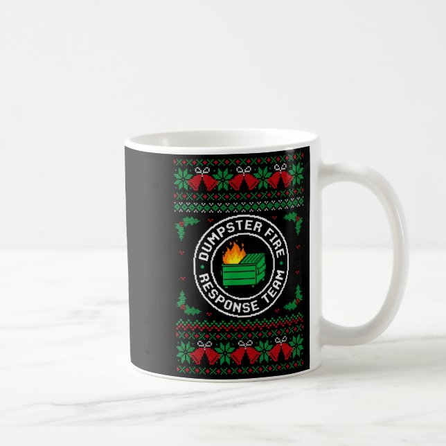 Caneca De Café Dumpster Fire Resnse Team Ugly Christmas Sweater X (Direita)