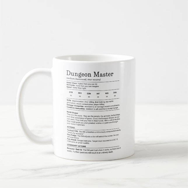 Caneca De Café Dungeon Master Stat Block (Esquerda)