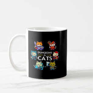Caneca De Café Dungeons and Cats RPG D20 Dice Nerdy Fantasy Gamer