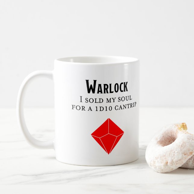 Caneca De Café Dungeons and Dragons Funny Warlock Mug (Com Donut)