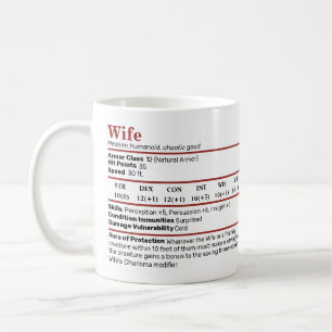 Caneca De Café Dungeons & Dragon Wife Stat Block Mug