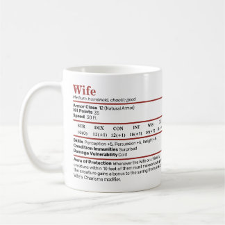 Caneca De Café Dungeons & Dragon Wife Stat Block Mug