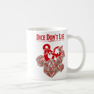 Caneca De Café Dungeons & Dragons Dados Vermelhos Não Mentem