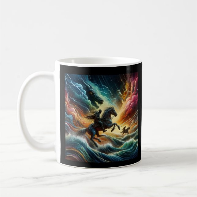 Caneca De Café Duo Dinâmico: Aventura Stormy Horseback (Esquerda)