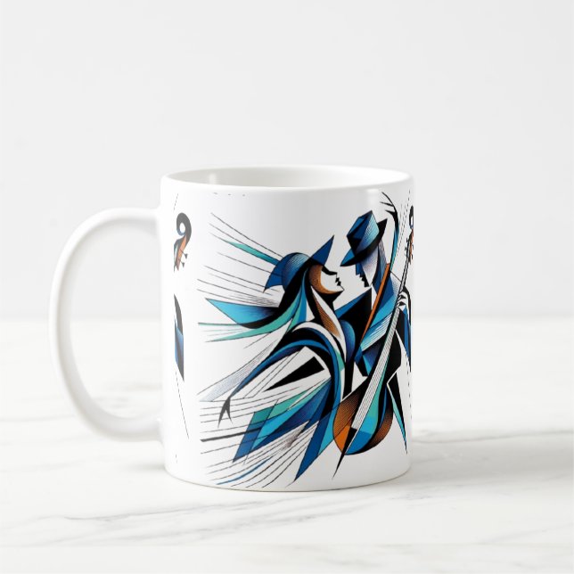 Caneca De Café Duo Musical Abstrato Arte (Esquerda)