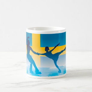 Caneca De Café Duo Sueco de Patinação no Gelo Silhueta