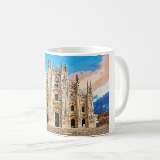 Caneca De Café Duomo di Milano Igreja Milão Itália #2 (Frente Esquerda)