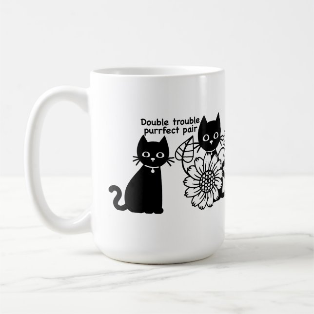 Caneca De Café Dupla Problemas Par Puro Par Gato (Esquerda)
