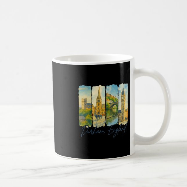 Caneca De Café Durham England Traveling Trip Brushstroke Souvenir (Direita)