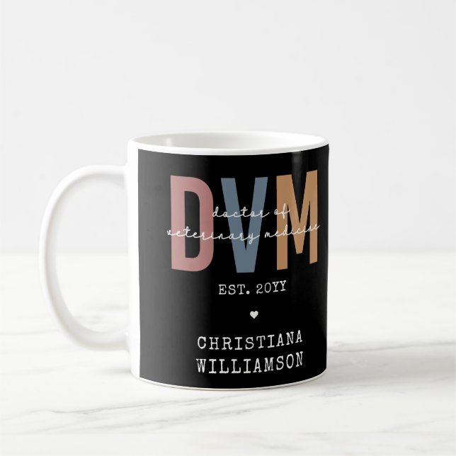 Caneca De Café DVM Personalizada Doutorado em Medicina Veterinári (Esquerda)