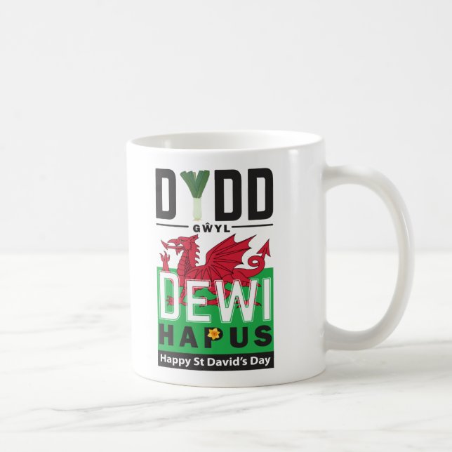 Caneca De Café Dydd Gil Dewi Hapus Feliz Rua Dia 6 (Direita)