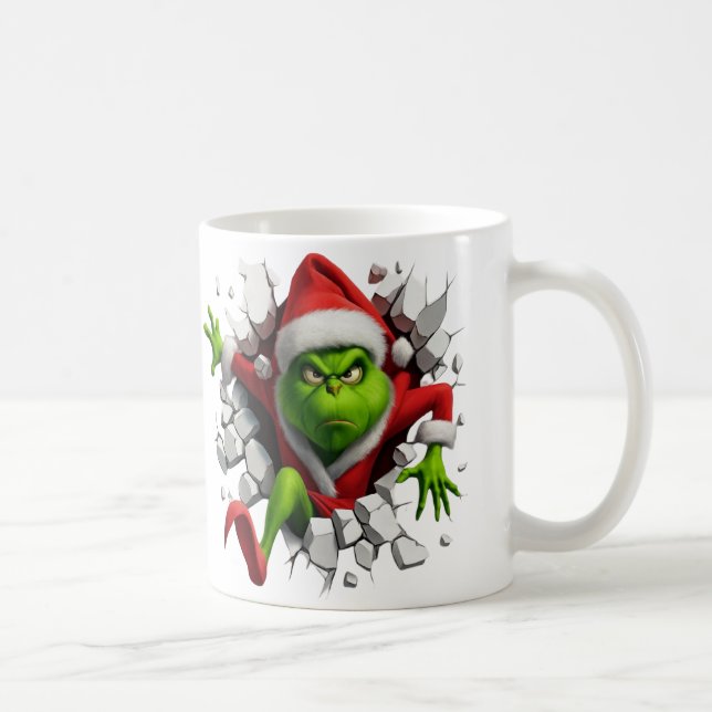 Caneca De Café Dynamic Grinch With Festive Design Breaking wall (Direita)