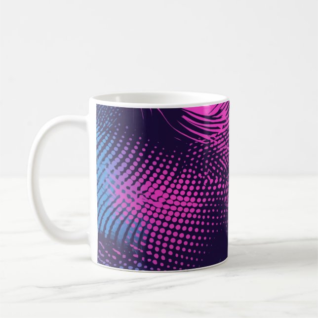 Caneca De Café 💖 Dynamic Pink & Purple Dotted Abstract Pattern  (Esquerda)
