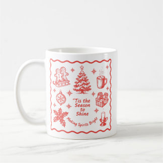 Caneca De Café É a Temporada de Brilhar Natal Vermelho Vintage