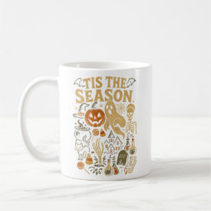 Caneca De Café É a Temporada do Halloween Esqueleto Fantasma Vint